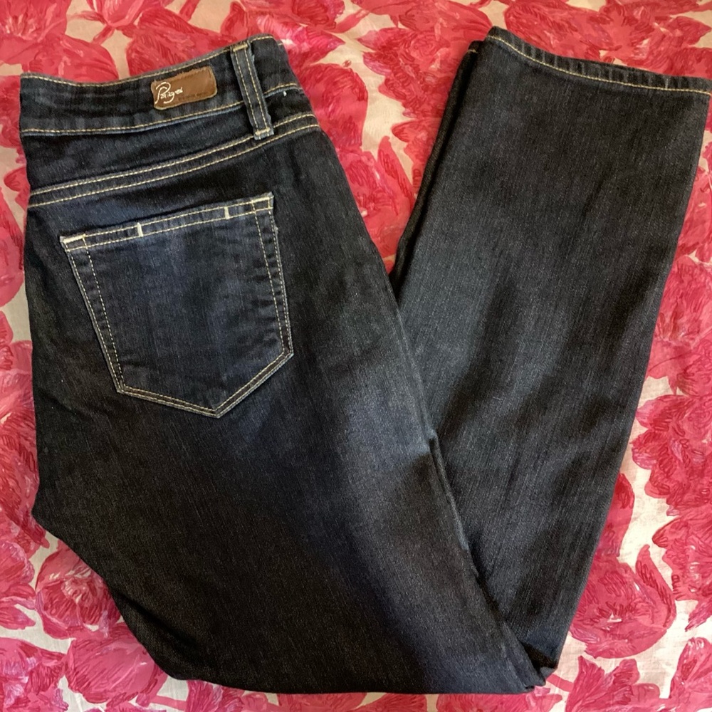PAIGE Roxbury Indigo Denim Premium Jeans with Contrast Stitching 27